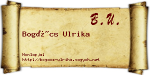 Bogács Ulrika névjegykártya